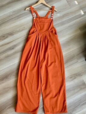Halarra Rust Orange Wide Leg Overalls Jumpsuit | Size M